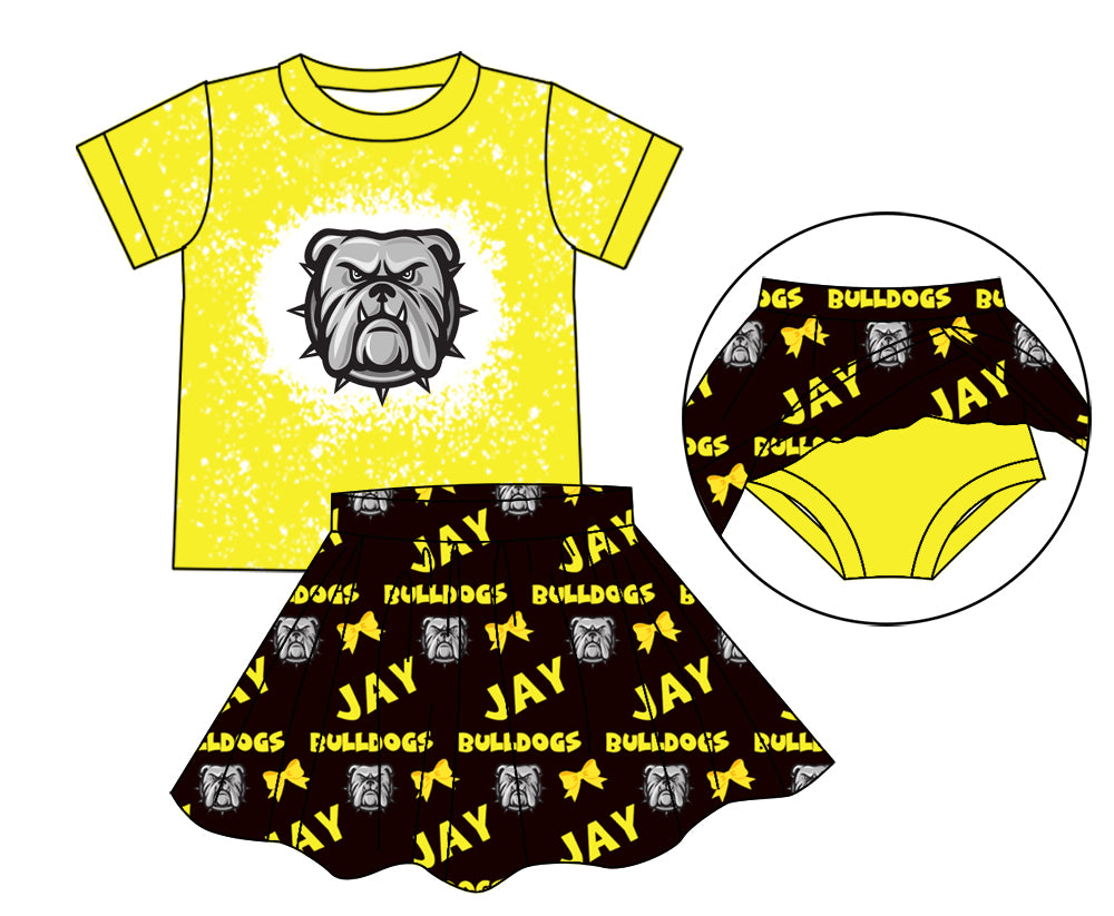 Deadline: May 20 custom no moq eta 5-6weeks GGG yellow girls skirts sets