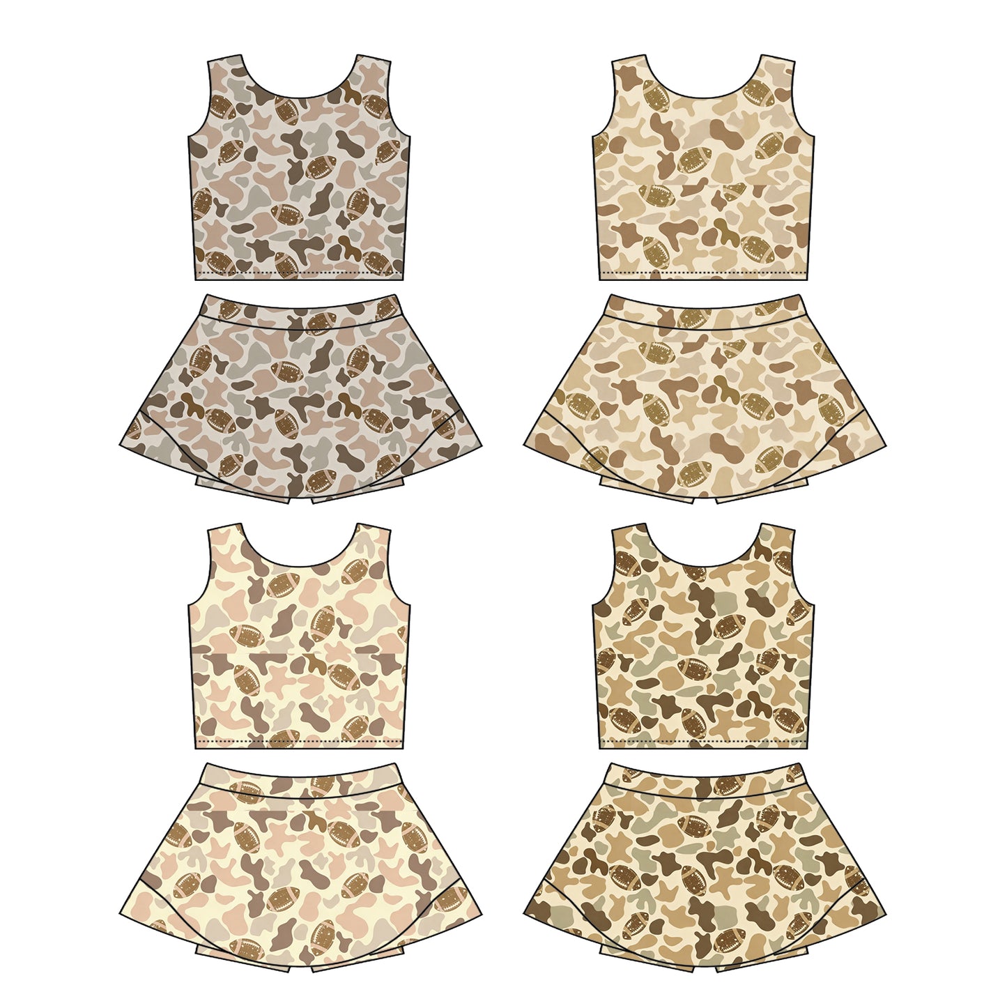 26.1.16 custom each style moq 5 eta 6-8week Sibling Sisters baby girl clothes camoufloage short sleeve skirts sets 4 match family design