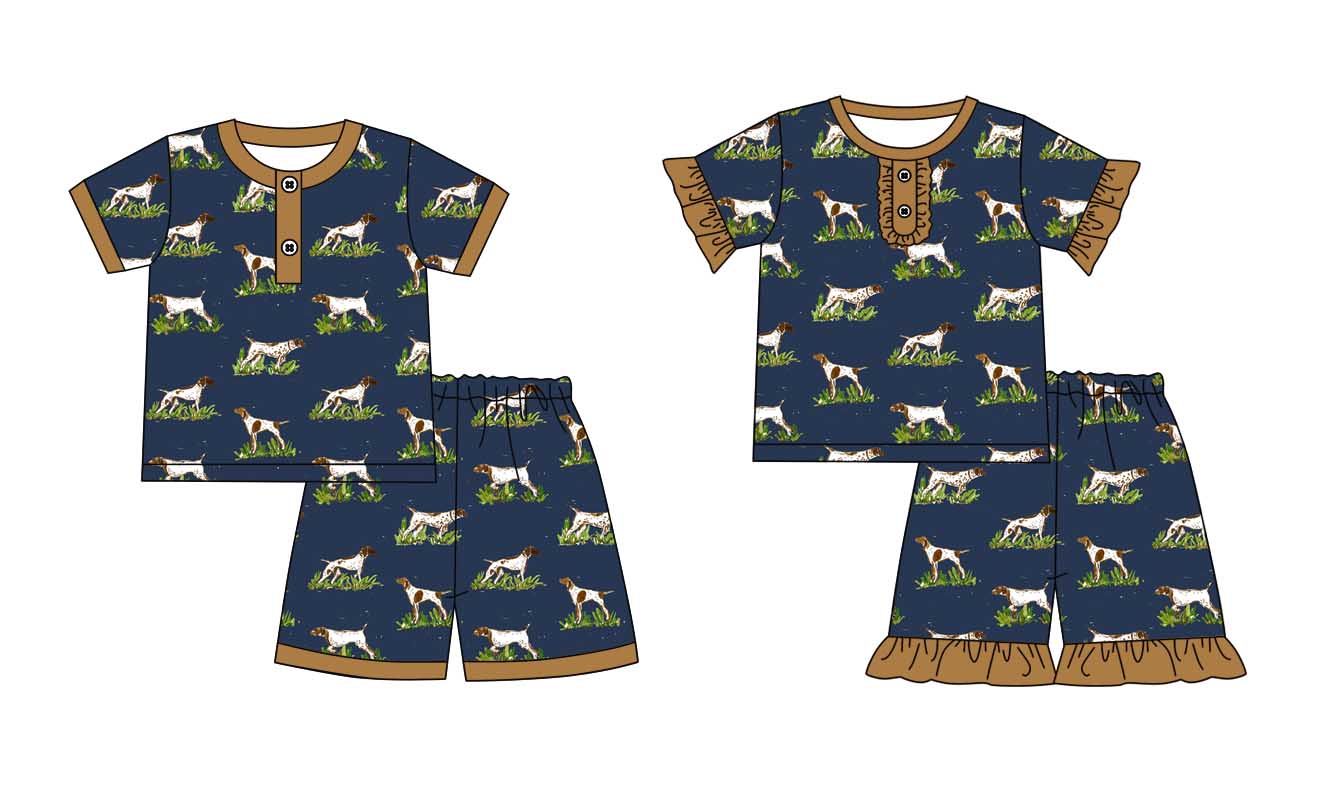 11.1 custom each style moq 5eta 4-6week Sibling Sister puppy duck baby girl short sleeve shorts sets 1 and sets 2 match design
