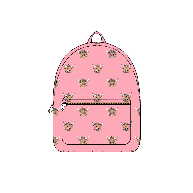 8.19 custom each style moq 5 eta 4-6weeks baby kids cow head pink fashion backpack