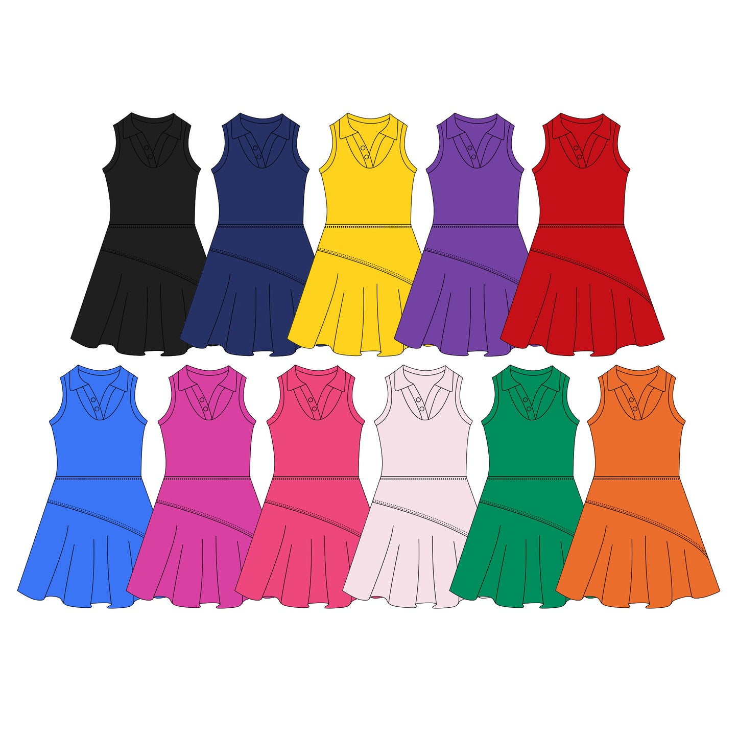 Custom moq 5 mix size Sibling Solid Color Sleeveless Knee-Length Yoga Dress for Baby Girls