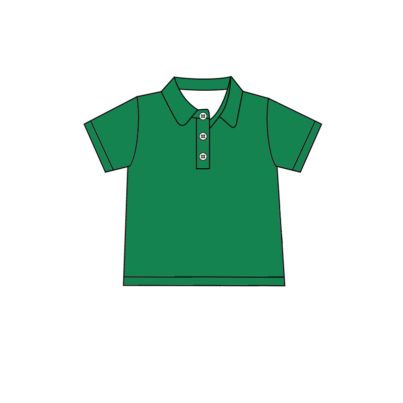 Custom moq 5 boys Blank Cotton short-sleeved polo shirt Kelly Green Short-Sleeve Polo Shirt