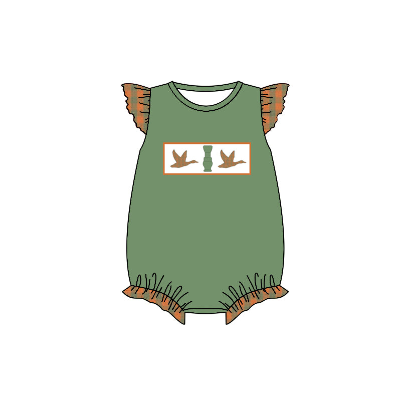 10.25 custom each style moq 5eta 4-6week Sibling Sister duck green baby girls flying sleeve shorts sets and rompers match design