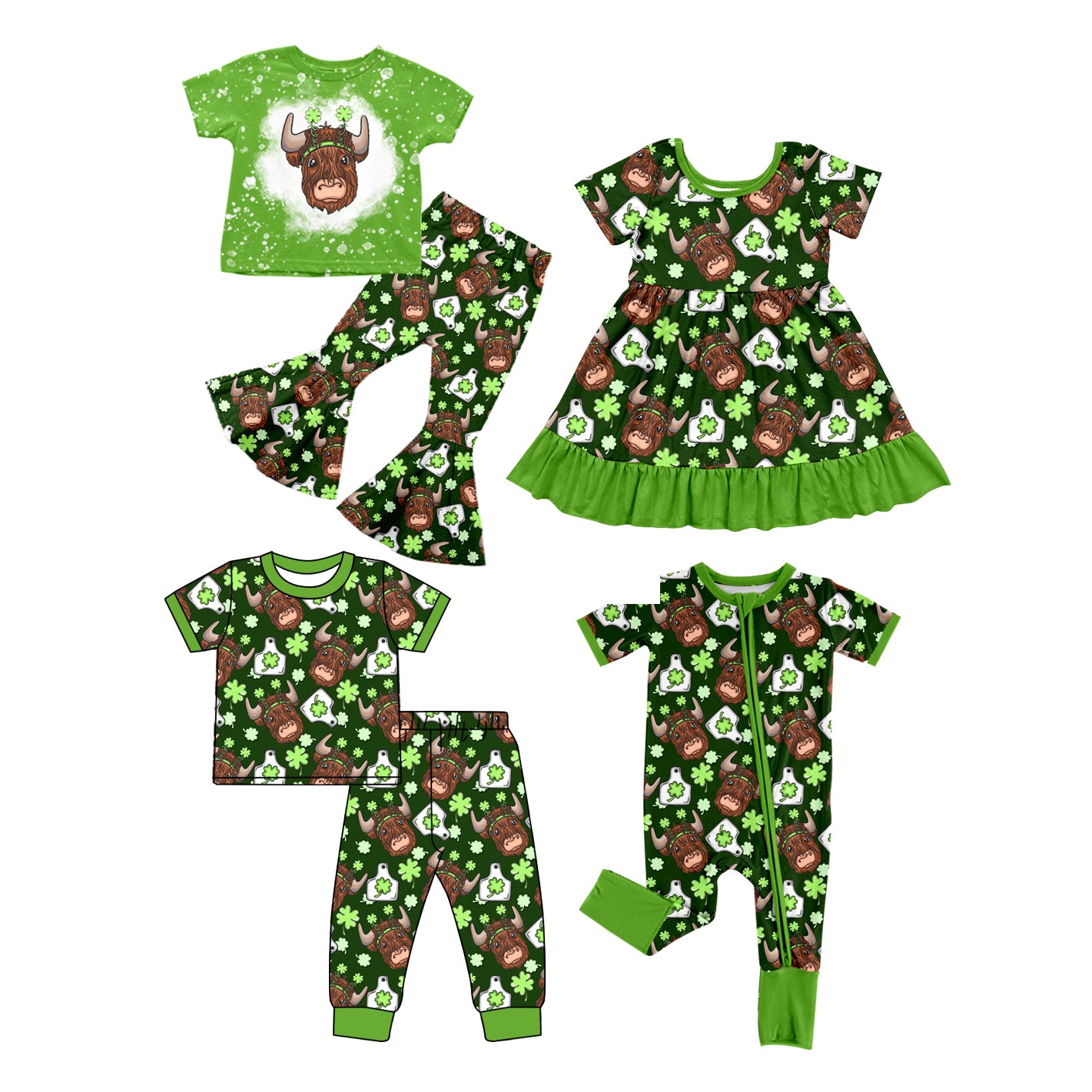 12.23 custom each style moq 5eta 4-6week Sibling Sister cow head baby girl sets 1 and sets 2 and boy rompers and dress match family design