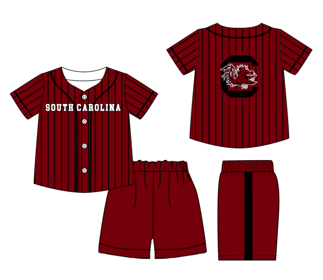 Custom moq 3 or 5 mix size milk silk summer teams baby boy clothes dark red short sleeve shorts sets-26.1.19