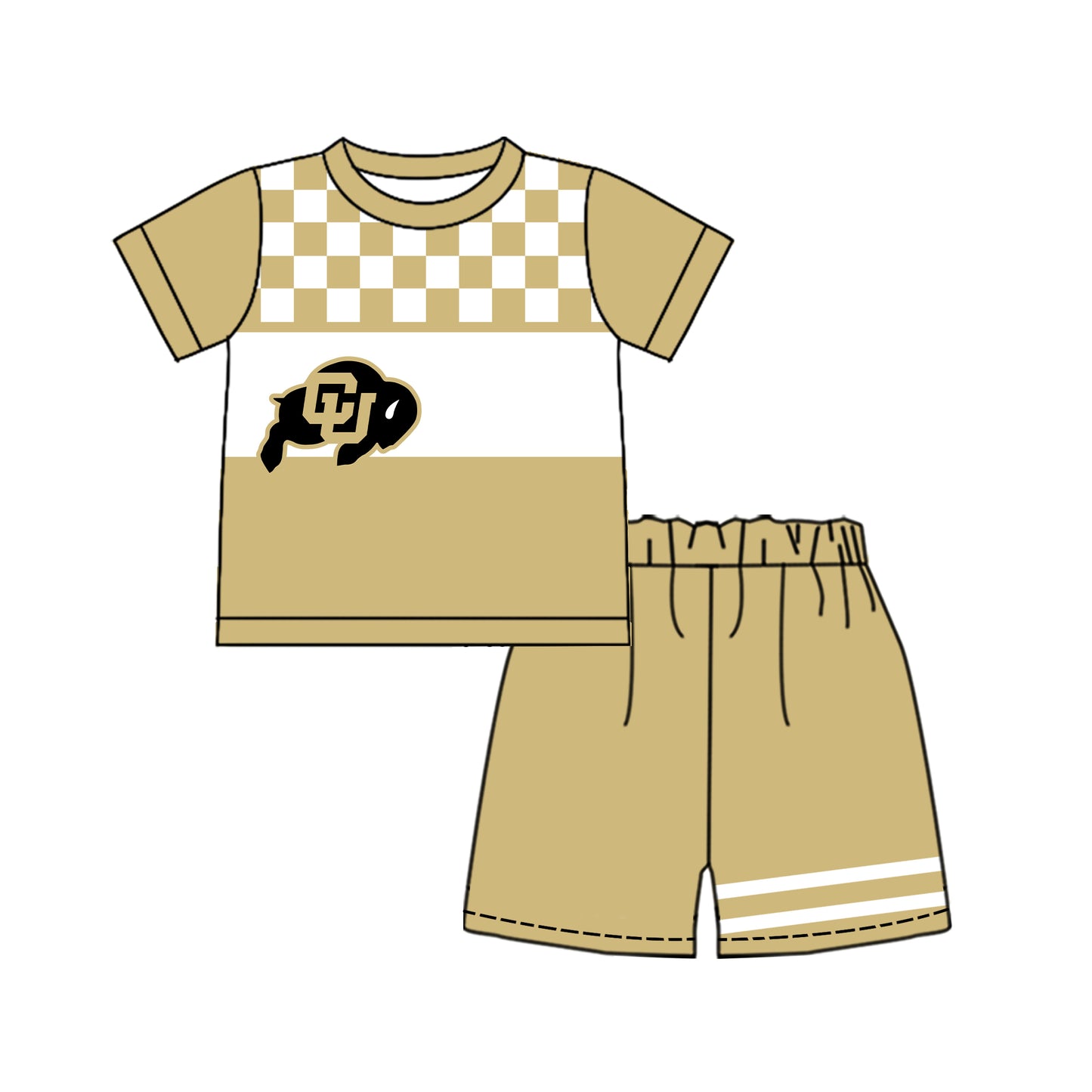 Custom moq 5 mix size milk silk summer teams Baby Boys Casual Plaid Short Sleeve Top Shorts Set