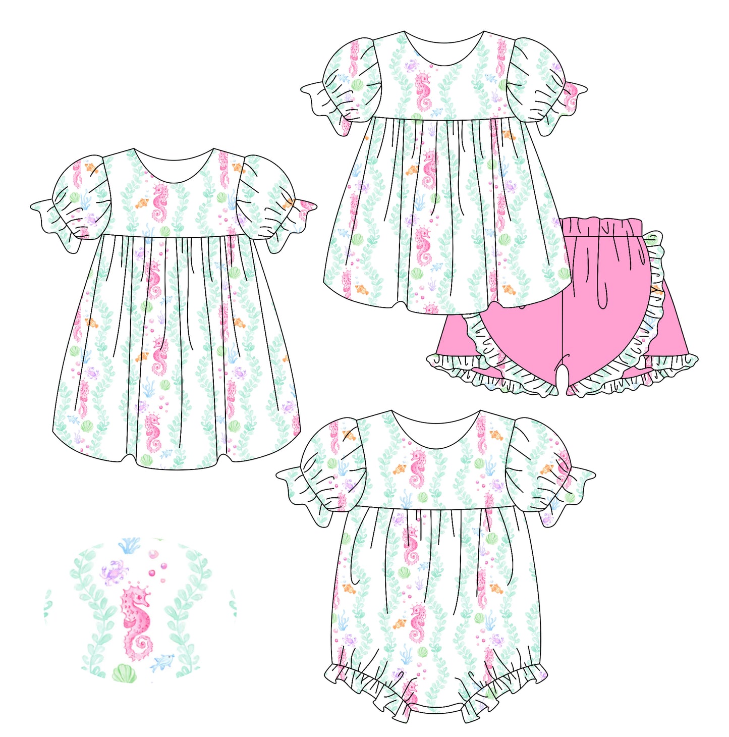 2.17 custom each style moq 5eta 4-6week Sibling Sisters baby girl short sleeve shorts sets and dress and rompers match family design