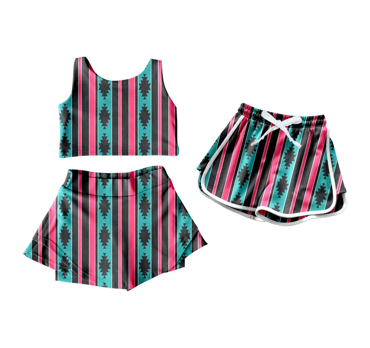 4.11 custom each style moq 5eta 4-6week Sibling Sister geometric baby girls clothes Short sleeve yoga dress and shorts match family design