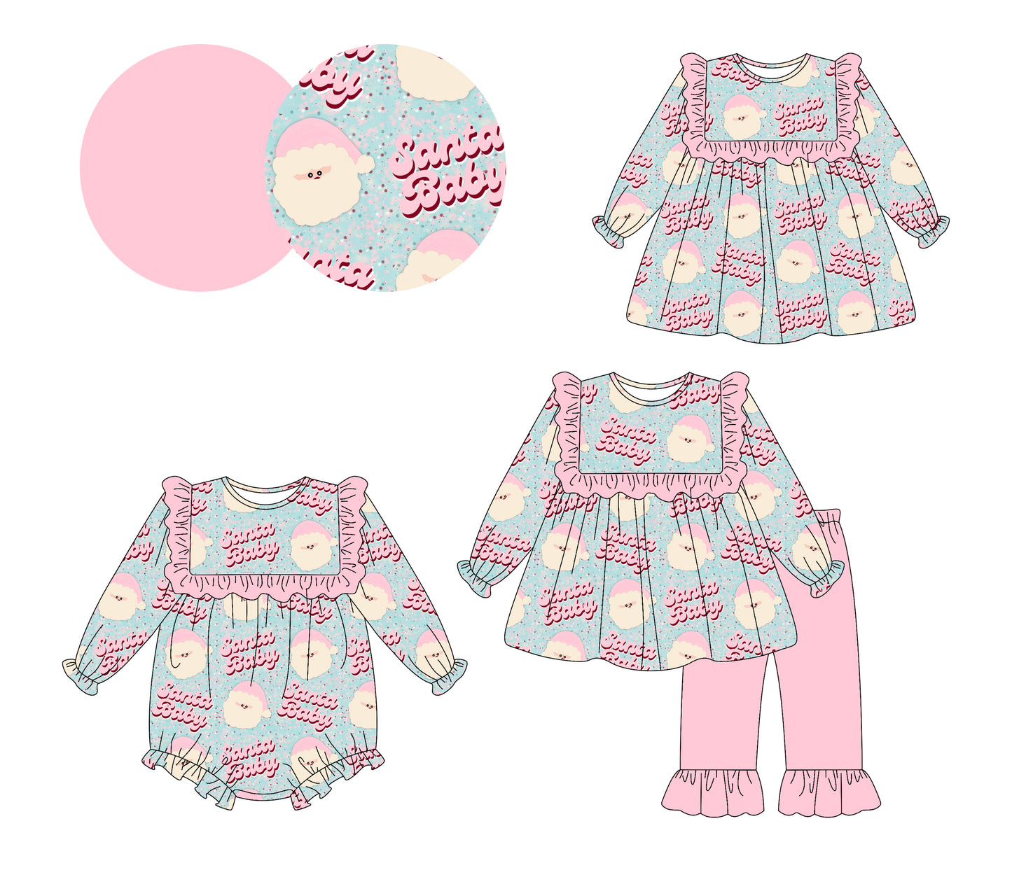 25.6.30 custom each style moq 5eta 4-6week Sibling Sisters Christmas baby girl long sleeve pants sets and dress and rompers match family design