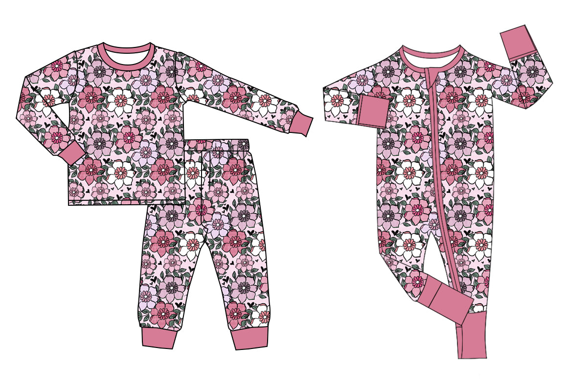11.3 custom each style moq 5eta 4-6week Sibling floral baby girl sets and rompers match family design