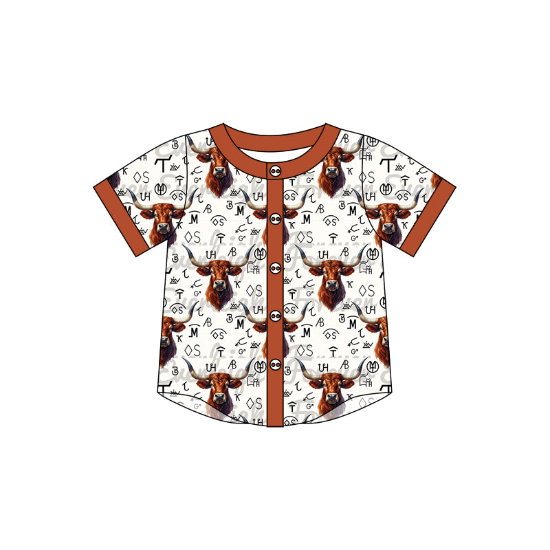 10.10 custom each style moq 5 eta 4-6week baby girls clothes cow head short sleeve top