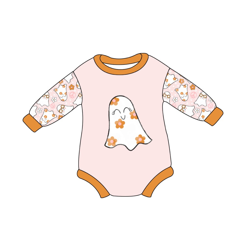 8.1 custom each style moq 5eta 4-6week baby girls clothes ghost floral long sleeve rompers