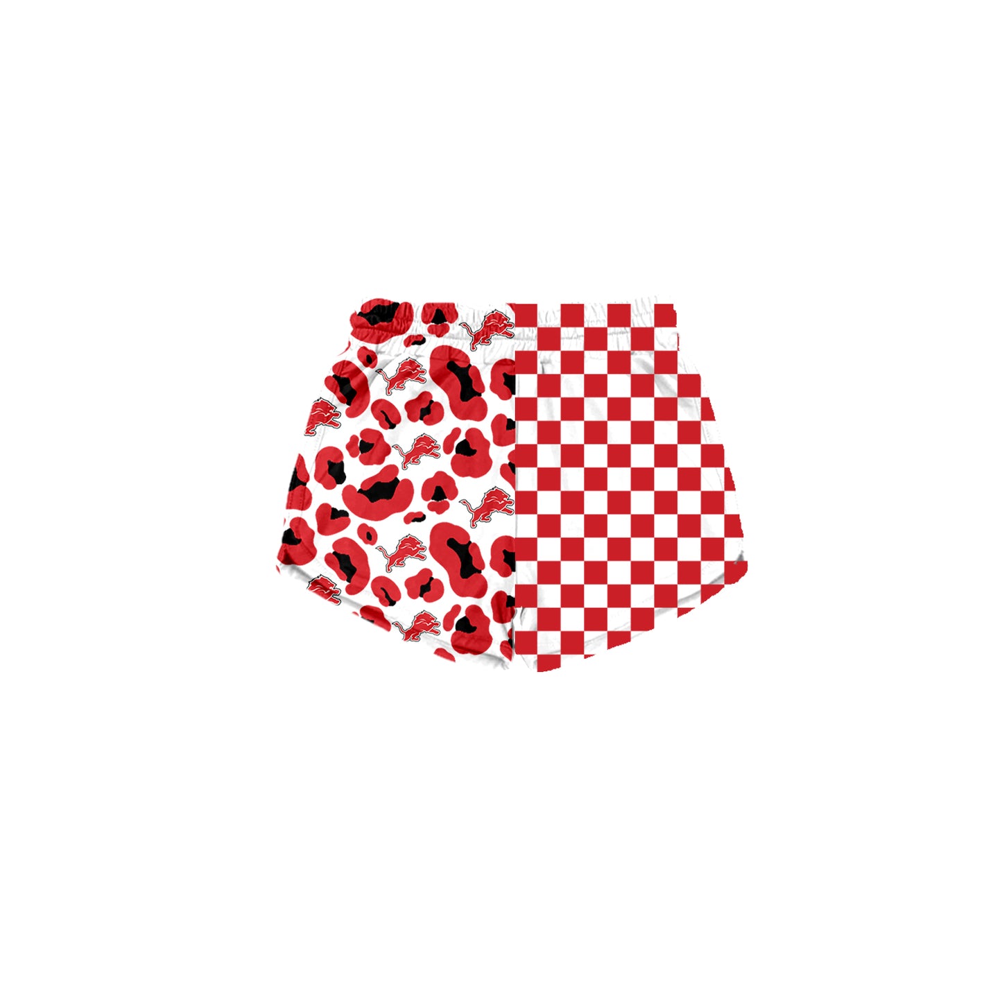 Custom moq 5 mix size milk silk summer teams Adult And Kids Red Checked Leopard Patchwork Summer Casual Shorts