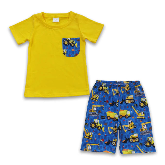 RTS NO MOQ Sibling Baby Boys Animal Pockets Shorts Sets