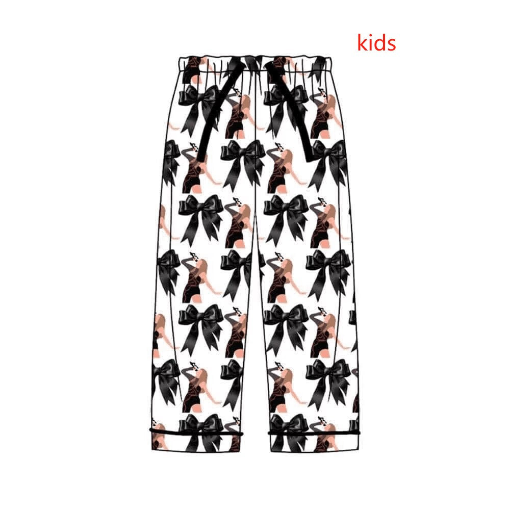 Deadline September 5 custom no moq eta 6-7weeks Black Bow Singing Girls Elastic Trousers