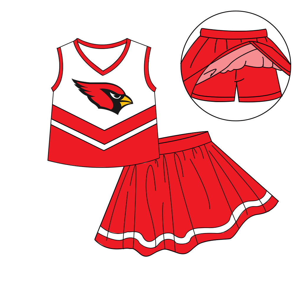 Custom moq 5 mix size milk silk eta 6-8weeks summer team red baby girls clothes team sleeveless skirts shorts sets-25.7.11