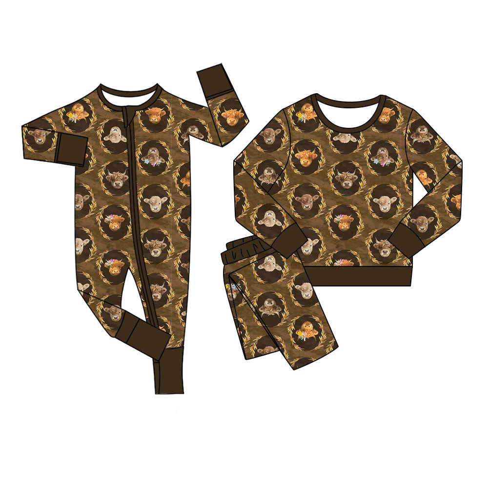 25.11.7 custom each style moq 5 eta 6-8week Sibling Sisters cow head baby boy clothes long sleeve pants sets and romper match family design