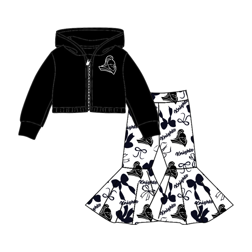 Custom moq 5 mix size milk silk summer teams baby girls clothes bow black short sleeve pants sets and hooded long sleeve pants sets-25.7.26