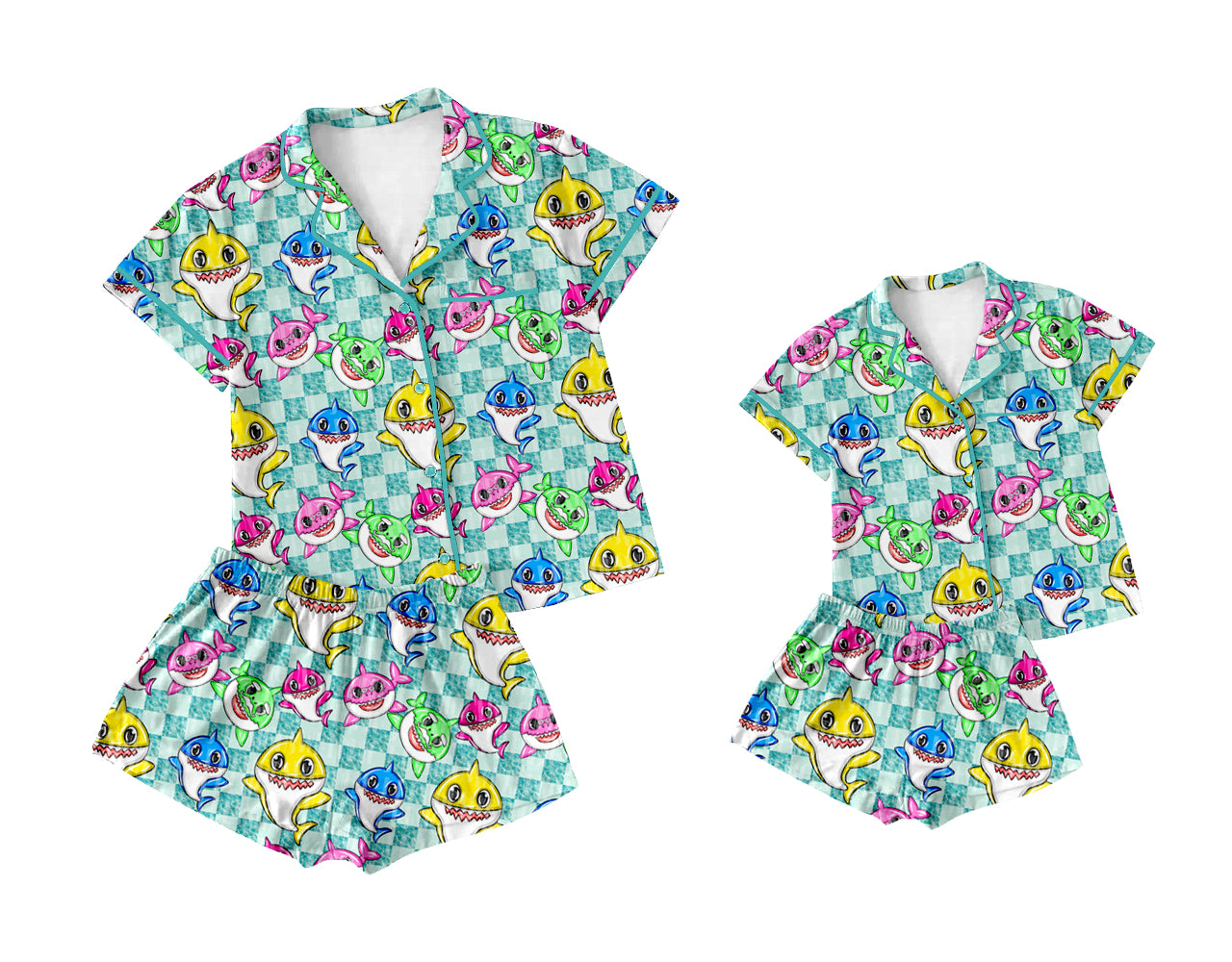 3.4 custom each style moq 5eta 4-6week Sibling Sister short sleeve shorts sets and adult sets match design