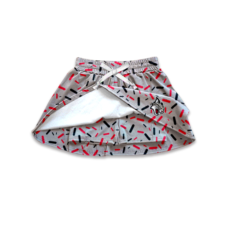 custom moq 5 mix size MSD082404 Baby Girls Team Print Black White Sprinkle Print Skirt
