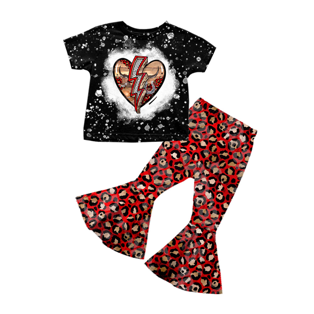 5.22custom each style moq 5eta 4-5week Sibling Sister cracked love print black and green girls and boys set design