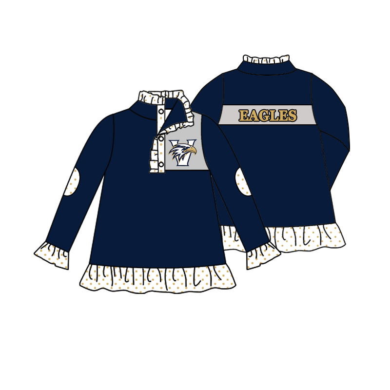 custom moq 5 mix size MSD070902 Baby Girls Long Sleeve Zip Up Pullover Jackets Team Tops