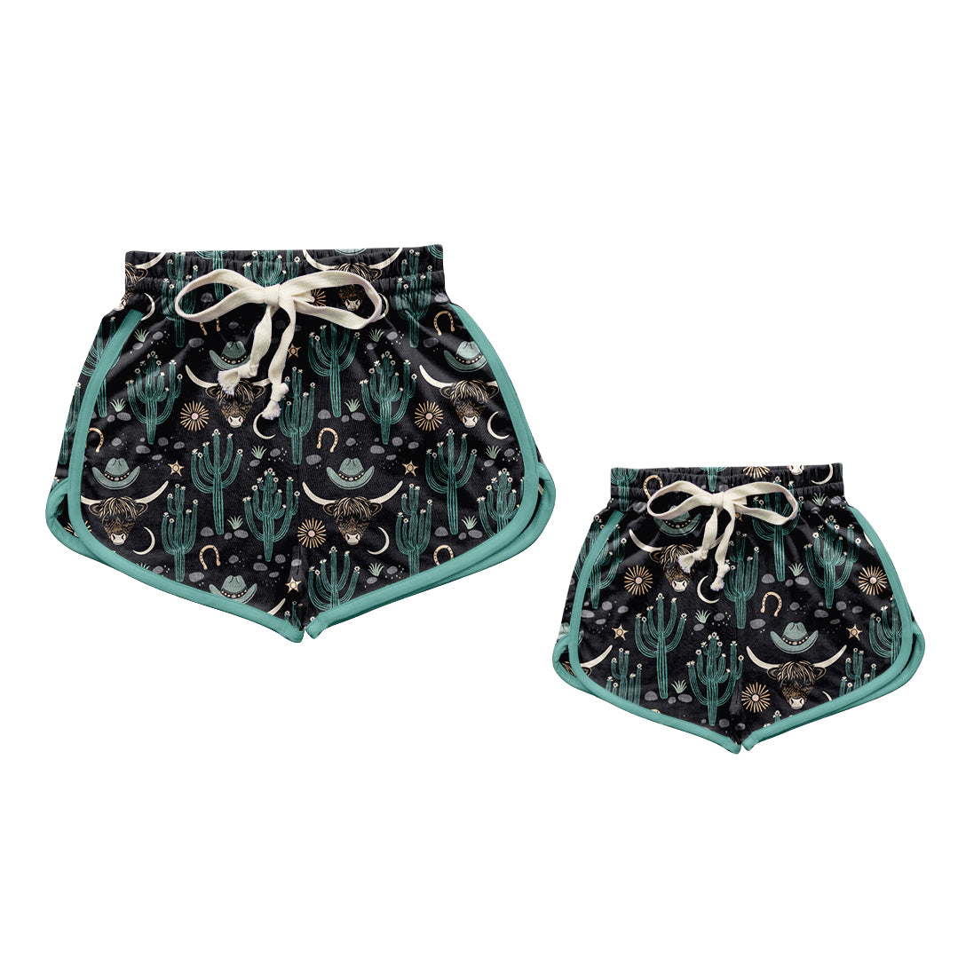 3.1 custom each style moq 5eta 4-6week Sibling Sister catcus kids shorts and adult shorts match design