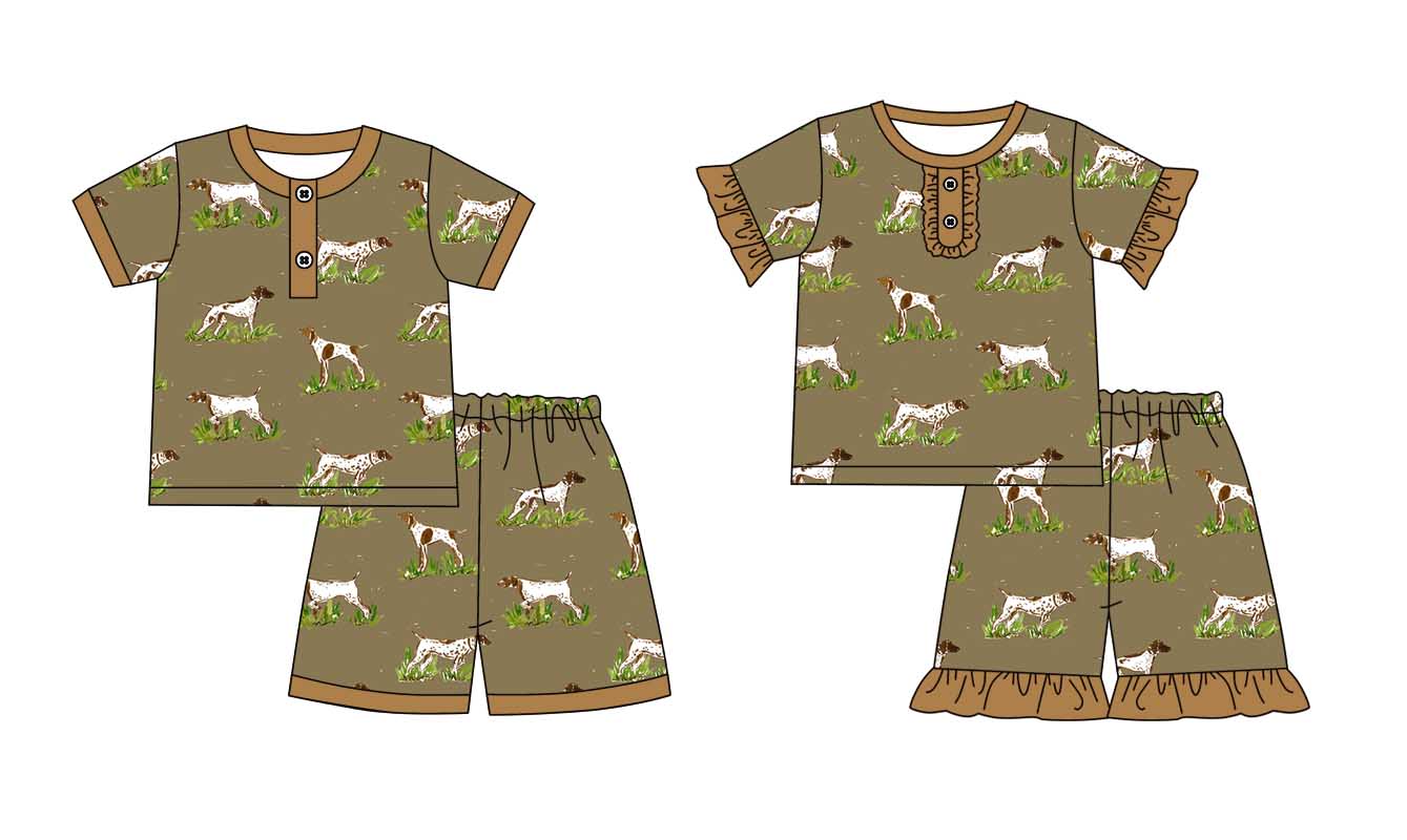 11.1 custom each style moq 5eta 4-6week Sibling Sister puppy baby girl short sleeve shorts sets 1 and sets 2 match design
