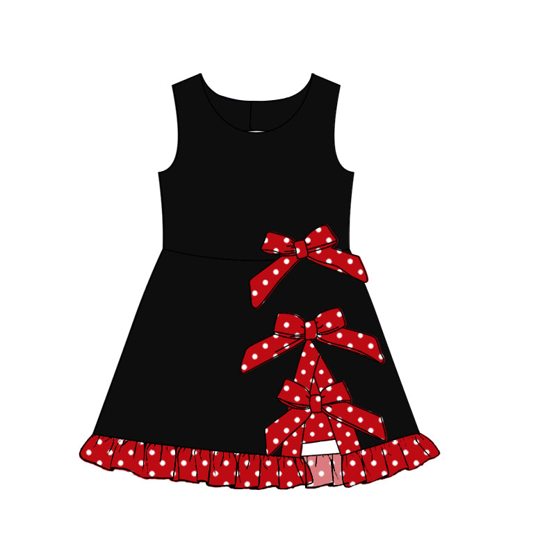 custom moq 5 mix size Baby Girls Red Black Bow Sleeveless Top Shorts Sets Vest Top Bows Skirt Shorts Sets Dress Yoga Active Scallop Sets