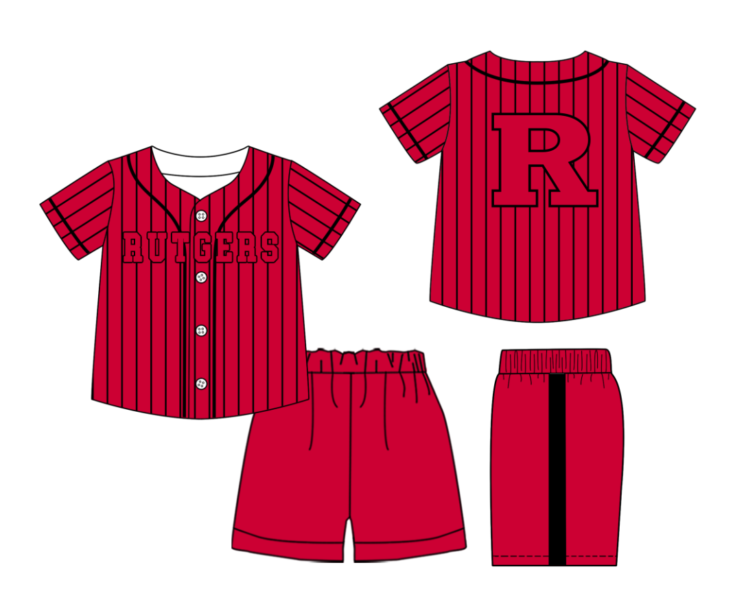Custom moq 3 or 5 mix size milk silk summer teams baby boy clothes red short sleeve shorts sets-26.1.21