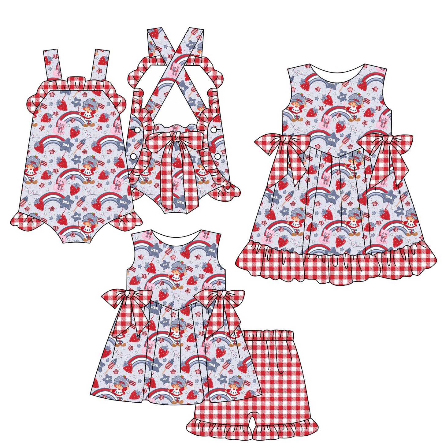 25.12.29 custom each style moq 5 eta 6-8week Sibling Sister baby short sleeve shorts sets and romper and dress match design