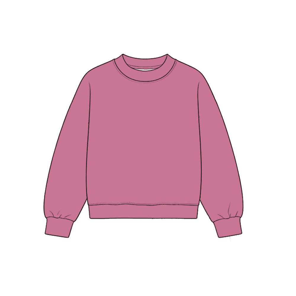 Custom moq 5 girls Blank Cotton Dusty pink long-sleeve crew-neck sweatshirt