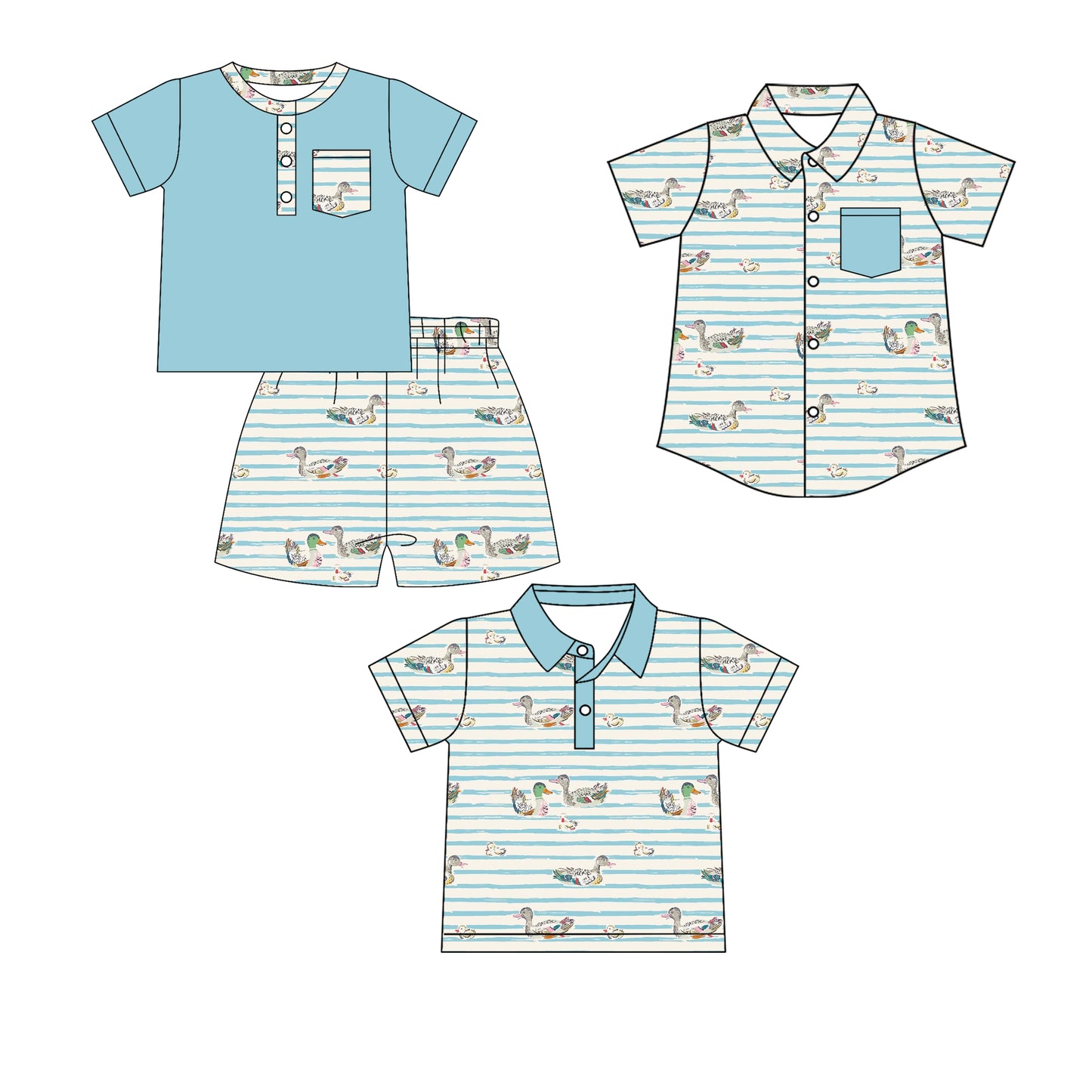 25.12.23 custom each style moq 5 eta 6-8 week Sibling Sister duck baby boy short sleeve shorts sets and top 2 match family design