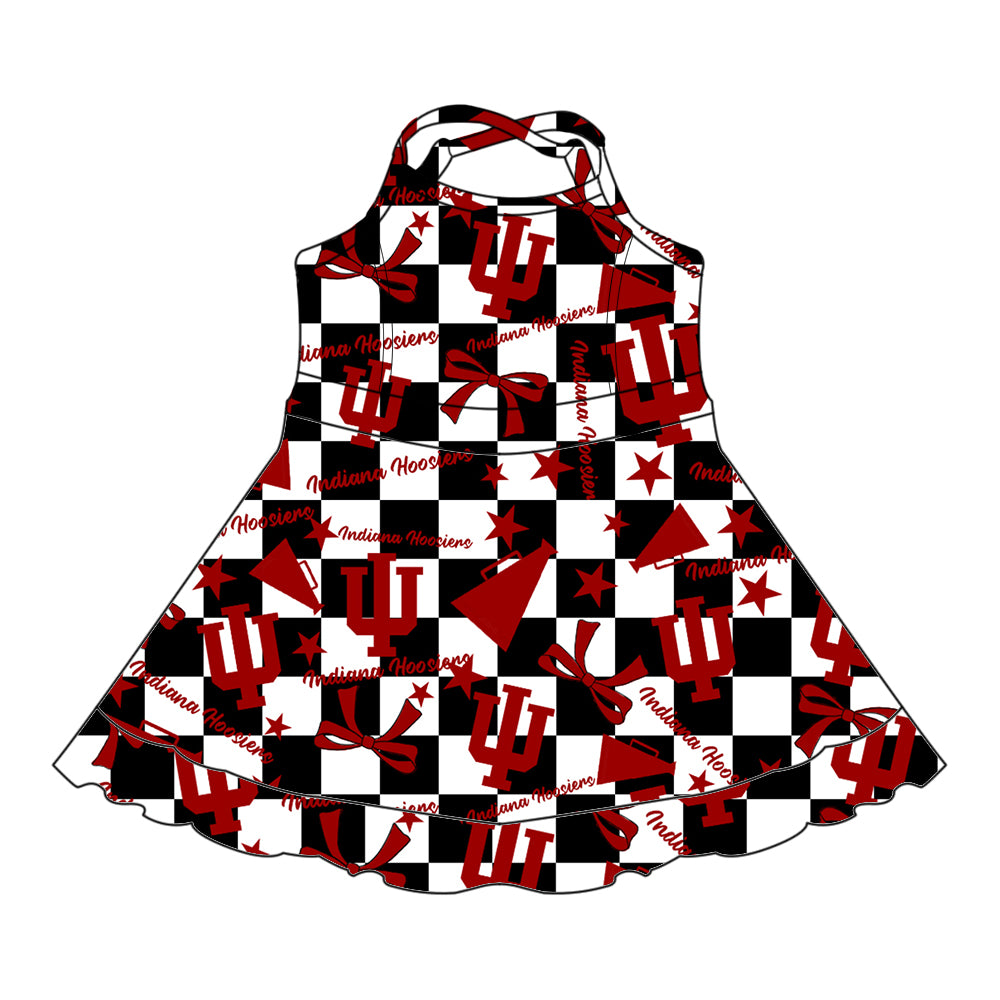Custom moq 5 mix size milk silk summer teams baby girls clothes team bow brick red sleeveless skirts sets and dress 1 and dress 2 and dress 3-25.6.30