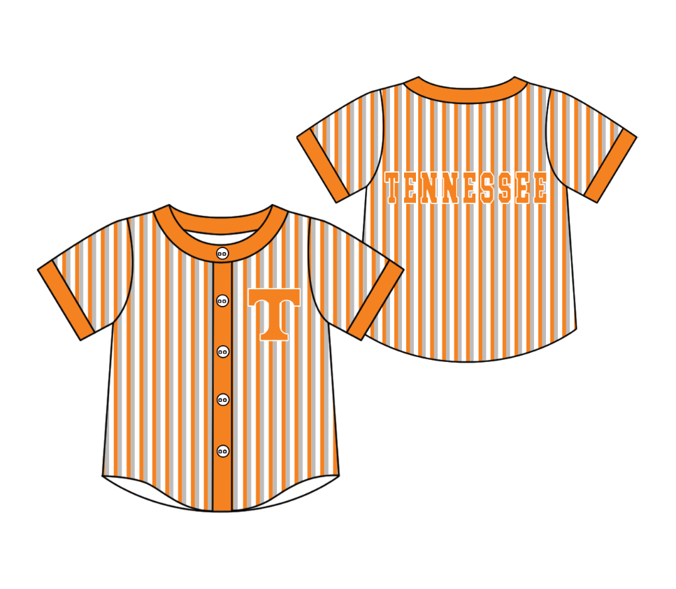 Custom moq 5 mix size milk silk summer teams Orange Striped Short-Sleeved Button-Down Shirt for Baby Boy Outfit