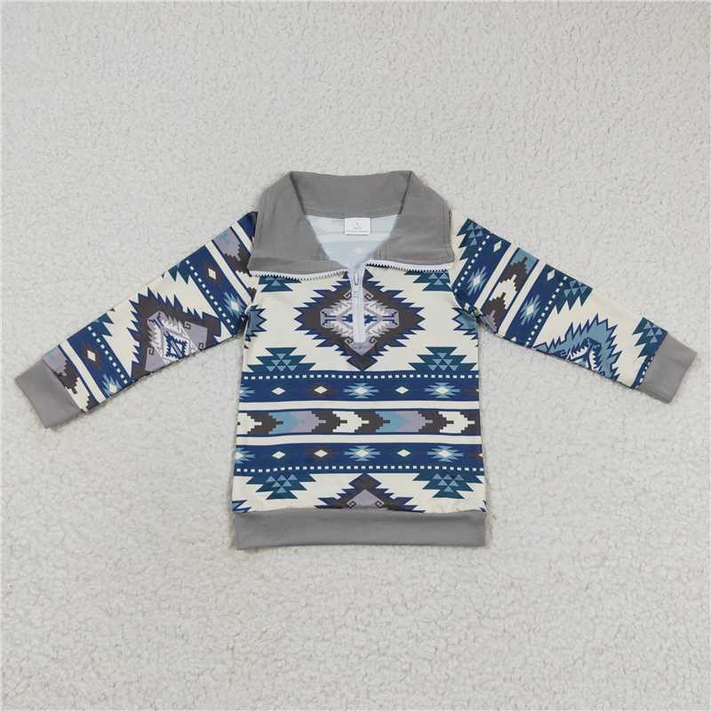 Baby Boy Western Aztec Long Sleeves Zipper Shirt Family siblings set