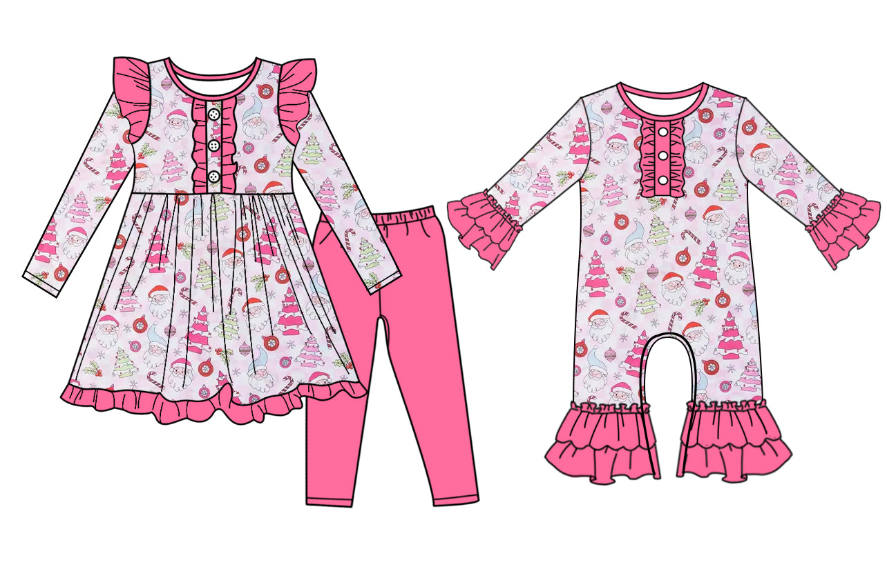 25.7.15 custom each style moq 5eta 4-6week Sibling Sister Christmas baby girl long sleeve pants sets and rompers match family design