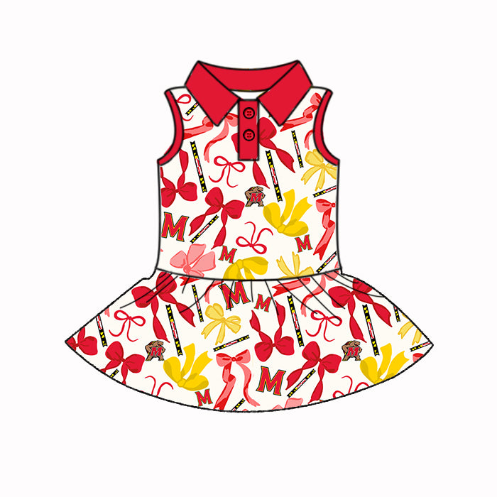 Custom moq 5 mix sizes summer teams baby girls clothes team red short sleeve skirts shorts sets dress 1 and dress 2-25.5.10