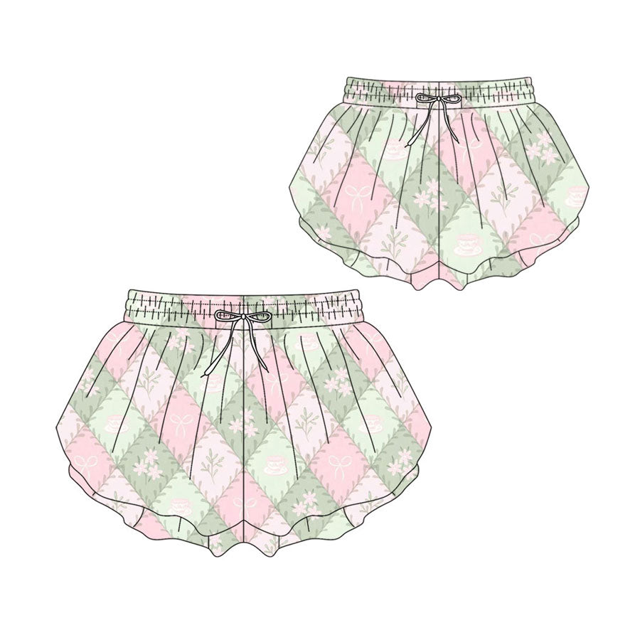 25.10.23 custom each style moq 5 eta 6-8week Sibling Sister bow floral baby kids clothes summer shorts and adult shorts match design