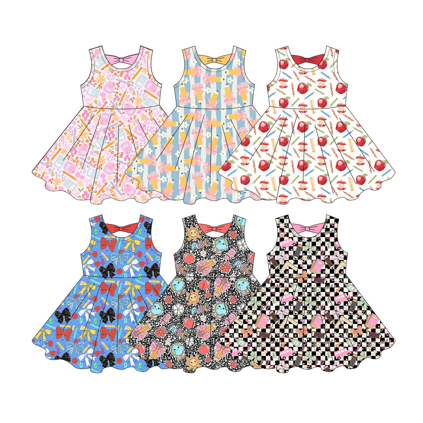 3.4 Custom moq 5 mix size Sibling Baby Girl's Back To School Sleeveless Dress Cute Toddler Girls' Summer Casual Dress