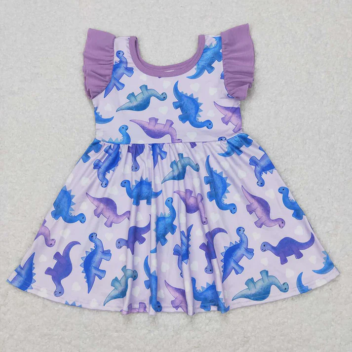 RTS NO MOQ Dinosaur short-sleeved dress and short-sleeved pants set