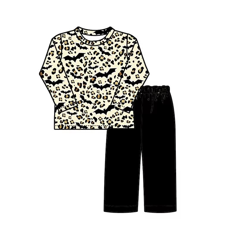 Custom moq 5 each style eta 6-7weeks baby girl clothes bat black long sleeve pants sets -25.8.1