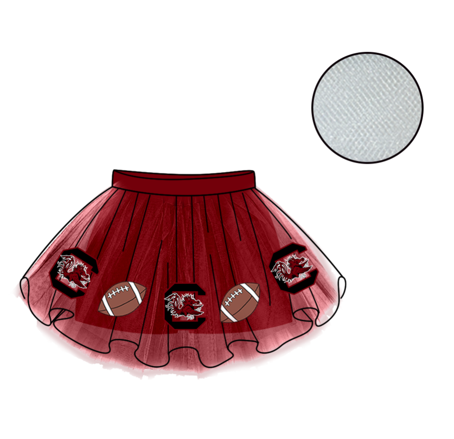Custom moq 5 mix size milk silk summer teams Baby Girl's Dark Red Mesh Skirt Summer Outfit Team Clothing