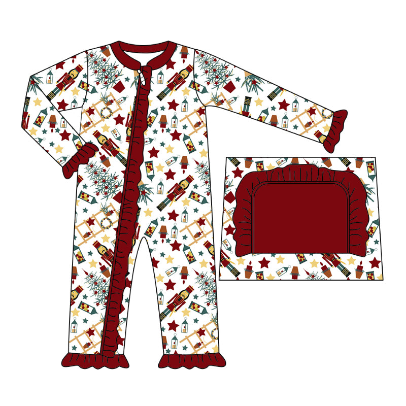 7.9 custom each style moq 5eta 4-6week Sibling Sister Christmas red baby girls sets and rompers match family design