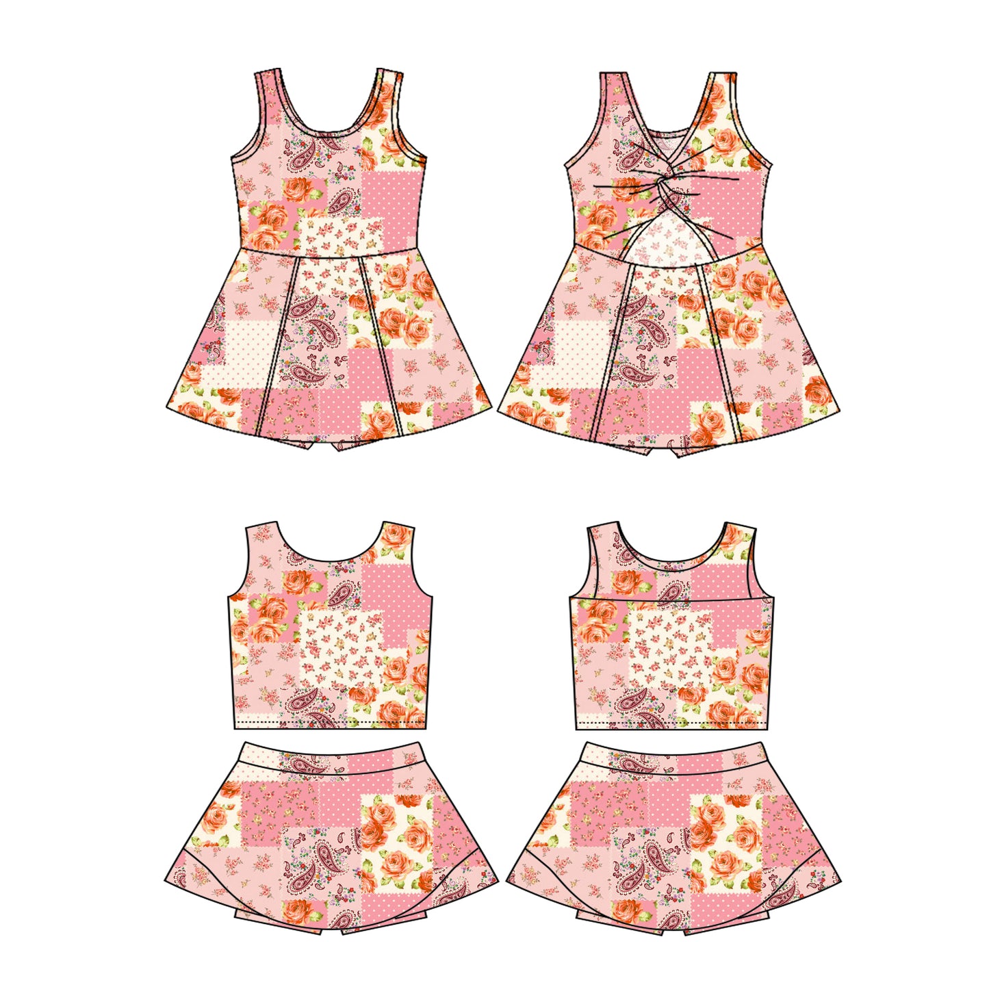 3.3 custom each style moq 5eta 4-6week Sibling Sister baby Girls clothes floral Short Sleeve yoga dress match family design