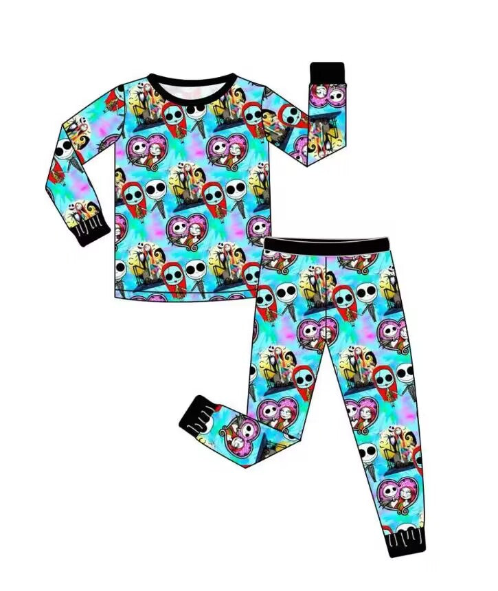 5.9custom each style moq 5eta 4-5week Sibling Sister Halloween style prints blue girls and boys outfits and baby rompers match family design