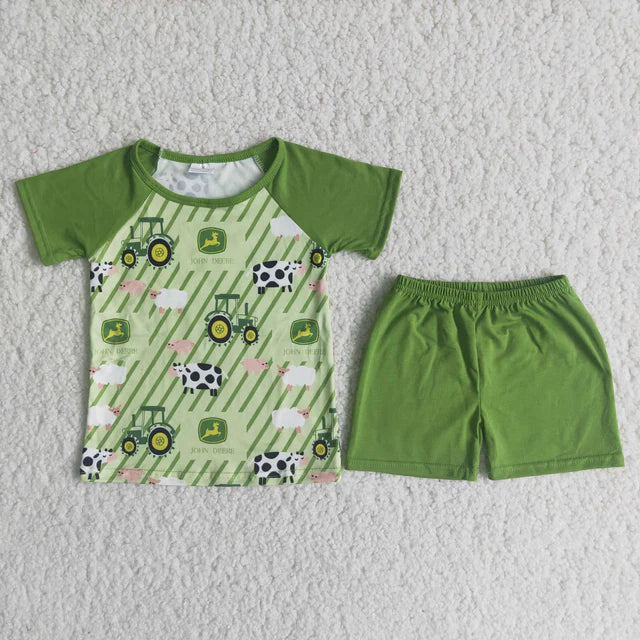 C13-17 Baby boys Green summer shorts sets