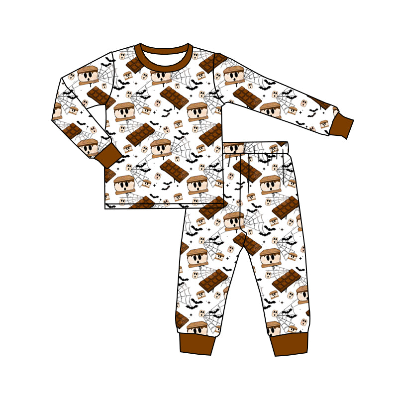 5.22custom each style moq 5eta 4-5week Sibling Sister Halloween style Sandwich Cookies brown girls and boys outfits and baby romper match family design