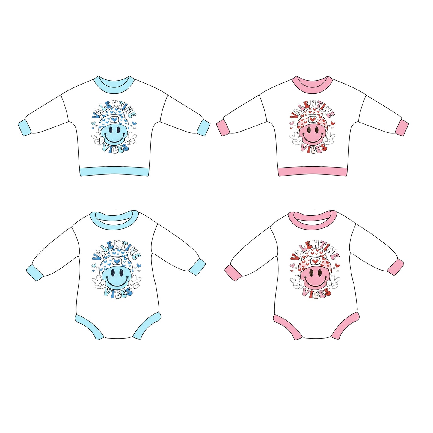 11.2 custom each style moq 5eta 4-6week Sibling Sister love smiley baby girl top 1 and top 2 and boy rompers and girl romper match family design
