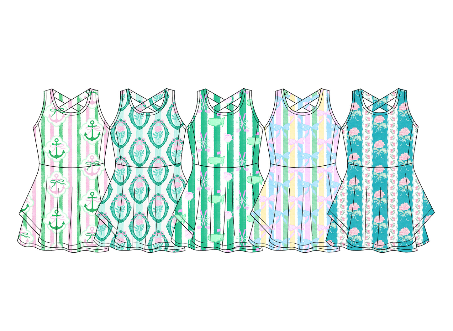 Custom moq 5 mix size Striped Floral Print Sleeveless Dress for Baby Girls Cute Summer